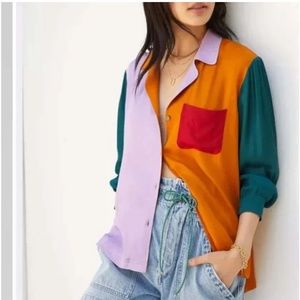 FARM Rio for Anthropologie Color Block Button Down